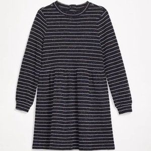 Loft Striped Button Back Swing Dress